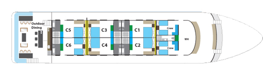 Upper deck of KM Blue Manta